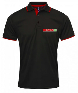 Black polo shirt with red trim cheap